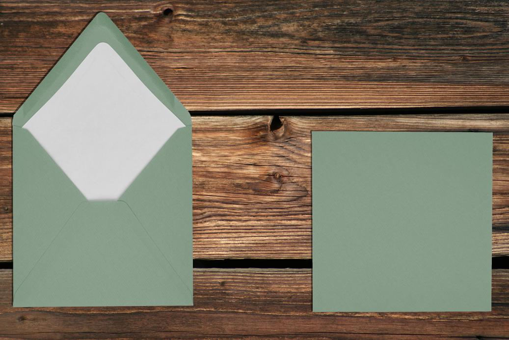 Briefhüllen mit Seidenfutter 164x164 mm Nassklebend Eucalyptus gerippt 100 g/qm